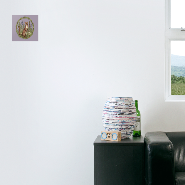 Vintage Pine Marten Woodland Flowers by BirdsnStuff